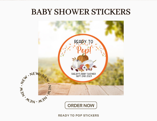 Ready To Pop Fall Themed Baby Shower, Baby Shower, Baby Shower Favor Stickers, Baby Shower Favors