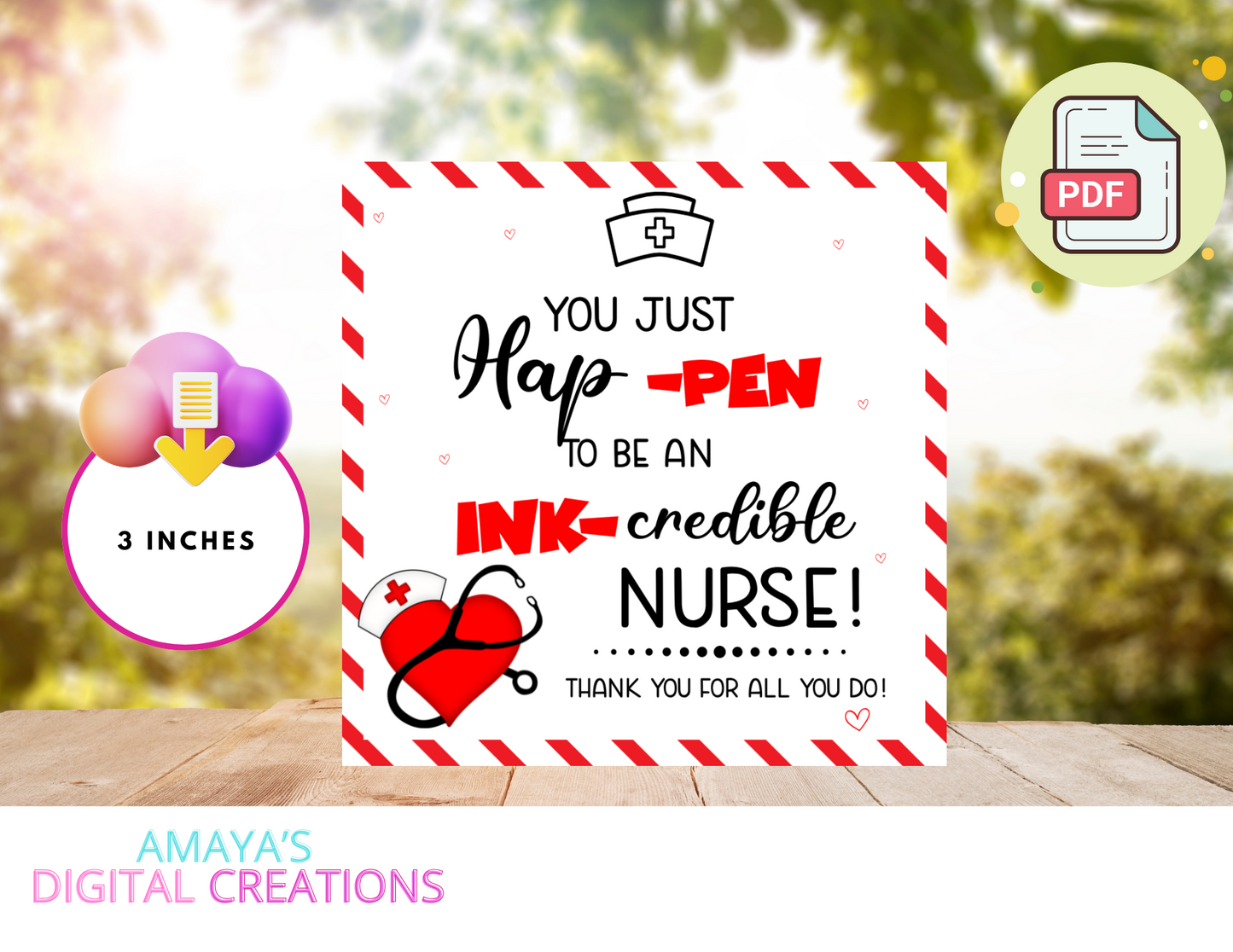 Nurse Appreciation |  Digital Instant Download ,No Physical Item, PDF