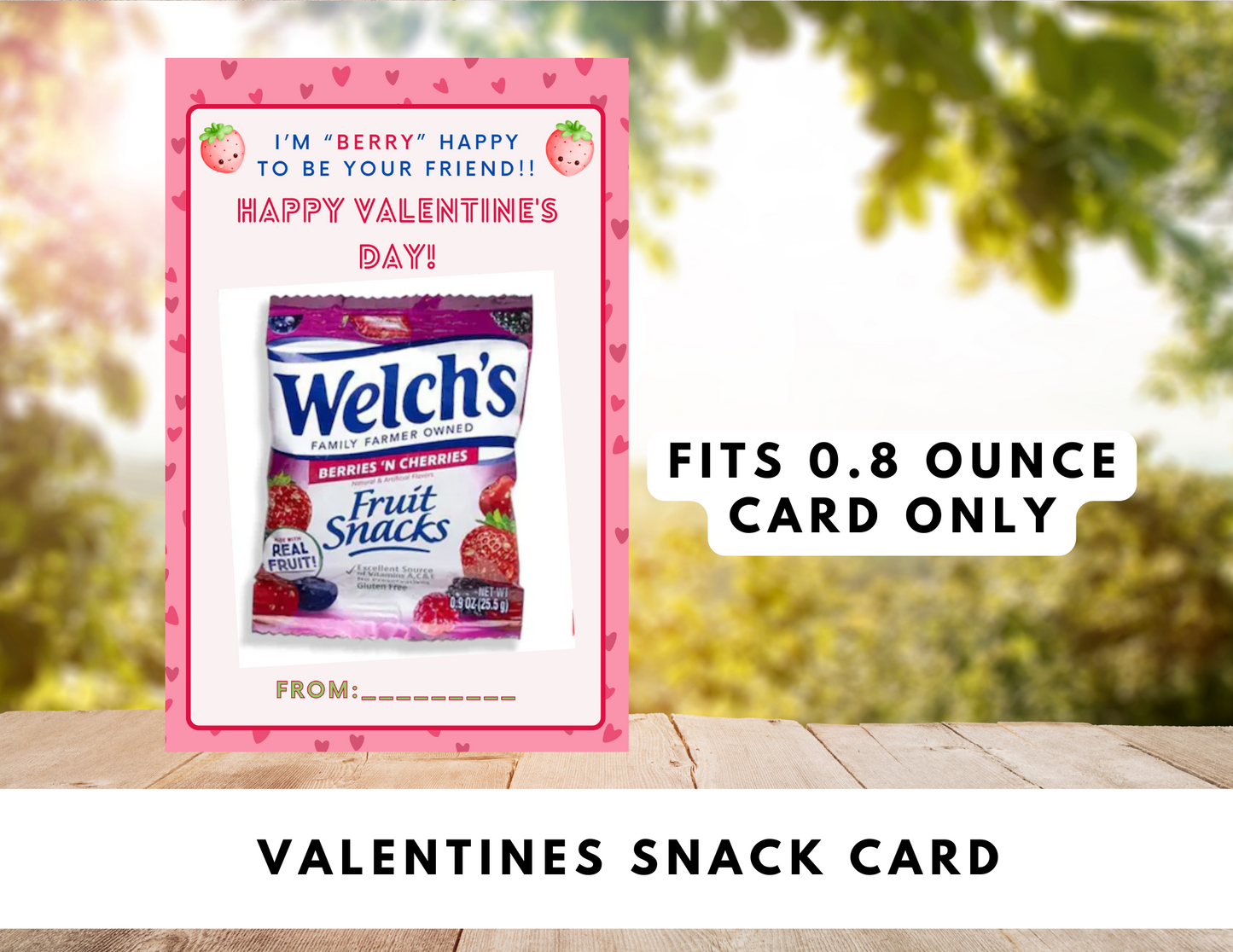 Valentine's Day Snack Card, Classroom Treat Party Favors , PDF file, No Physical Products