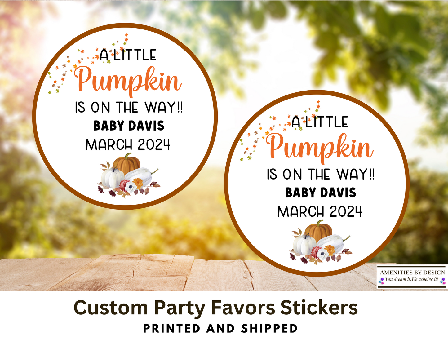 Pumpkin Themed Baby Shower, Baby Shower Favor Stickers