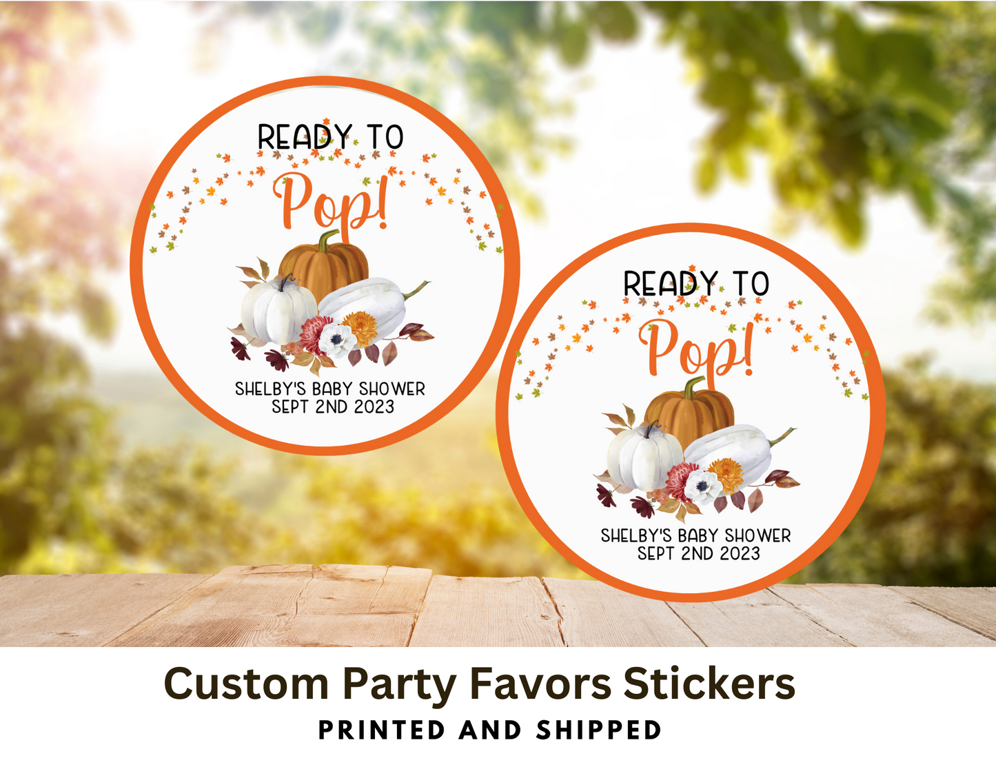 Ready To Pop Fall Themed Baby Shower, Baby Shower, Baby Shower Favor Stickers, Baby Shower Favors