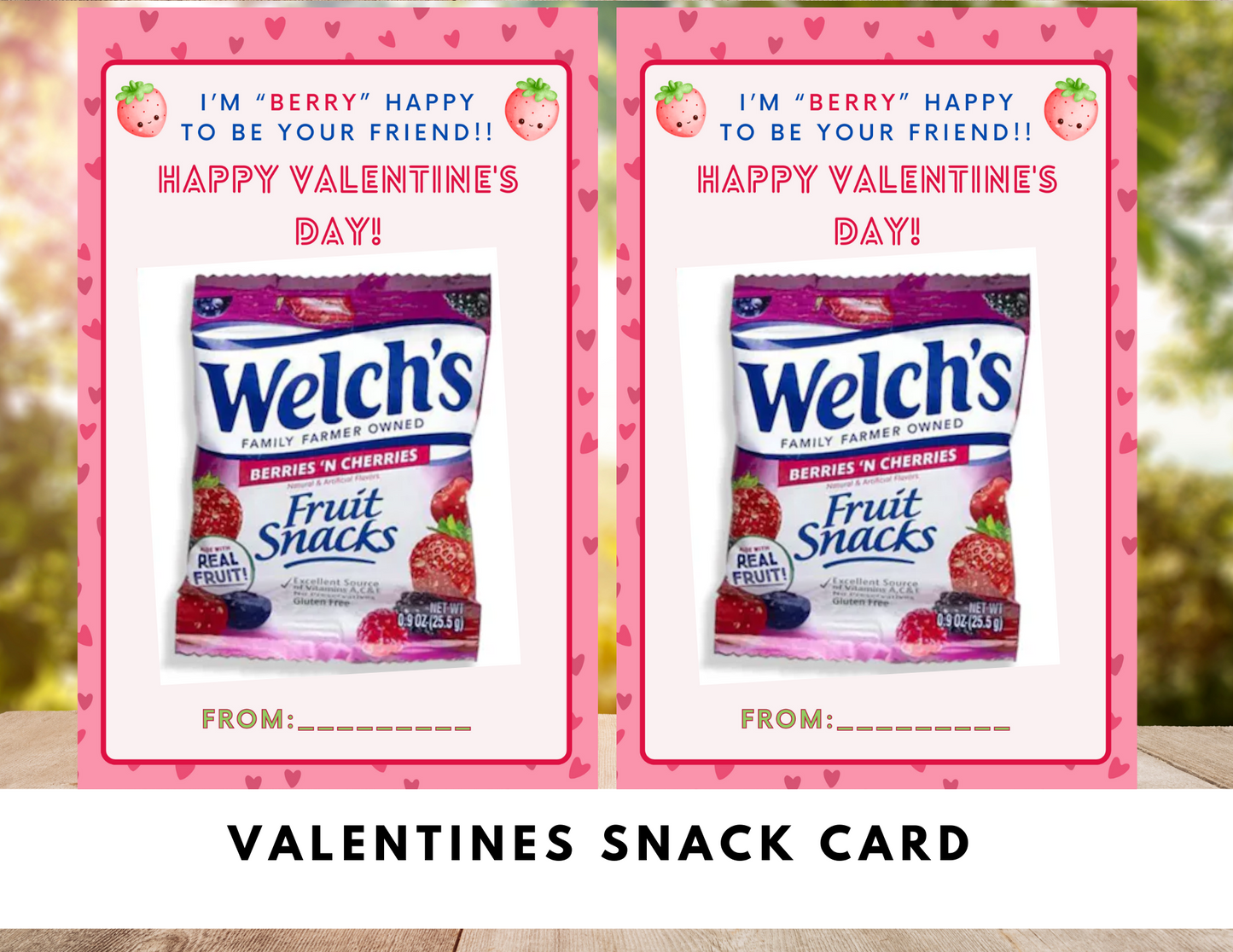 Valentine's Day Snack Card, Classroom Treat Party Favors , PDF file, No Physical Products