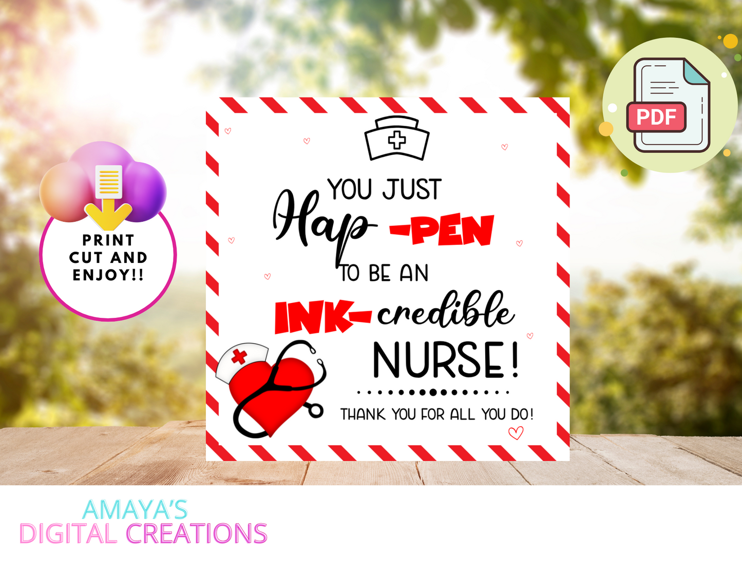 Nurse Appreciation |  Digital Instant Download ,No Physical Item, PDF