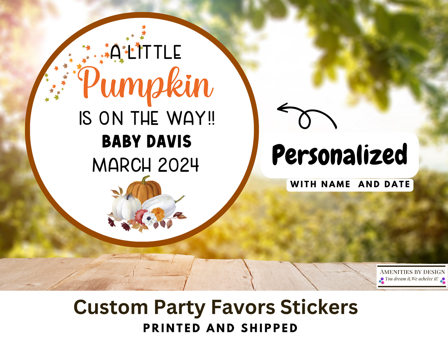 Pumpkin Themed Baby Shower, Baby Shower Favor Stickers