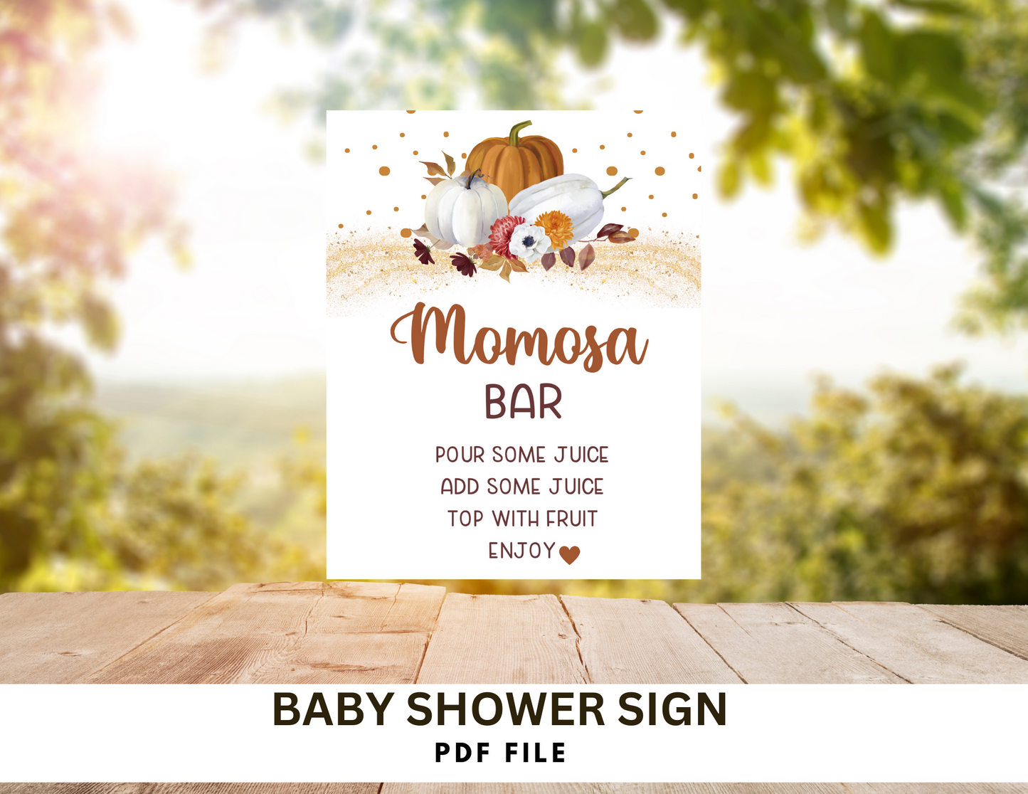Momosa Baby Shower  Sign, PDF, Non Editable