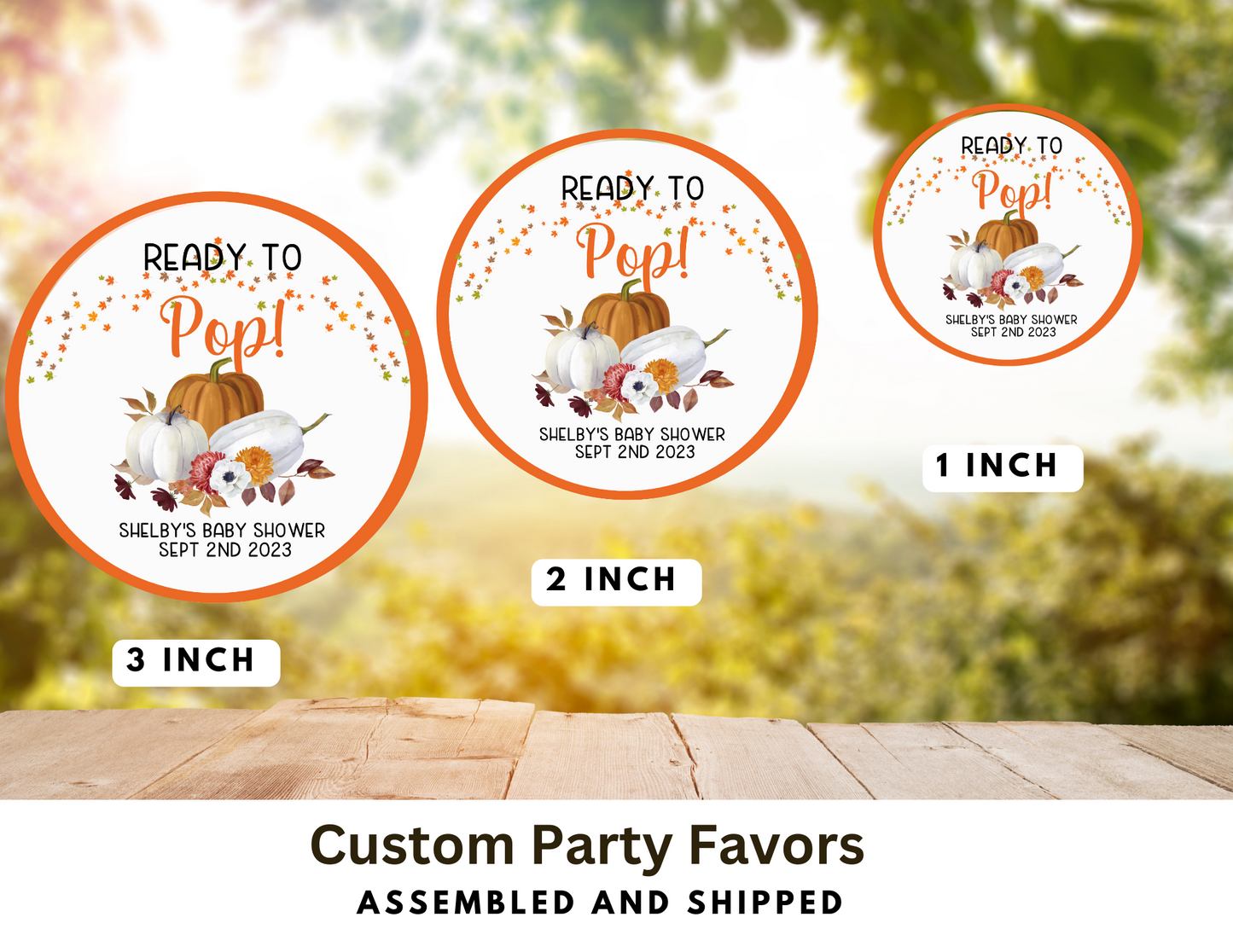 Ready To Pop Fall Themed Baby Shower, Baby Shower, Baby Shower Favor Stickers, Baby Shower Favors