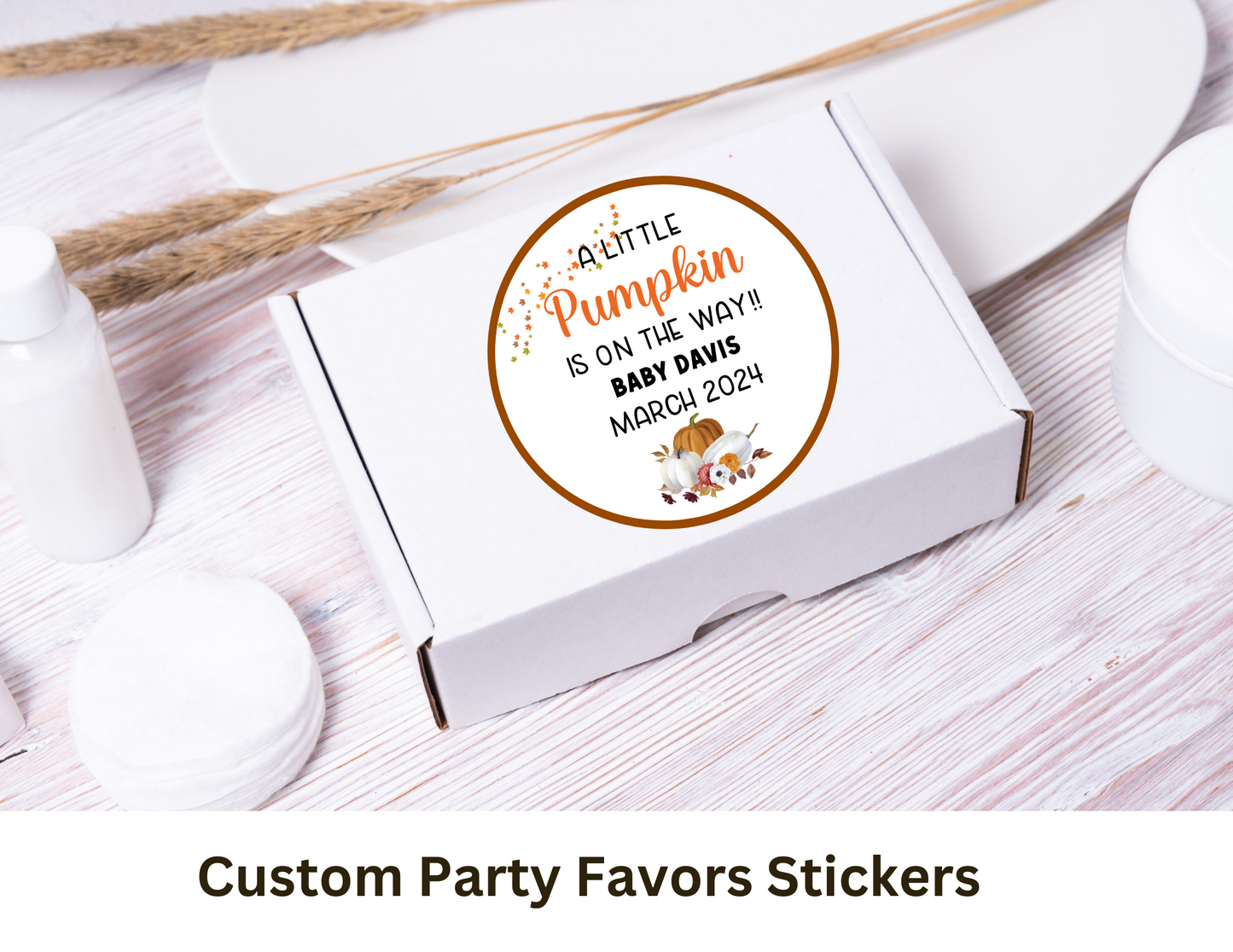 Pumpkin Themed Baby Shower, Baby Shower Favor Stickers