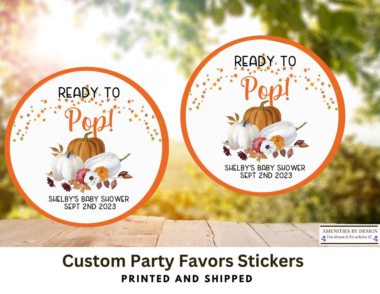 Ready To Pop Fall Themed Baby Shower, Baby Shower, Baby Shower Favor Stickers, Baby Shower Favors