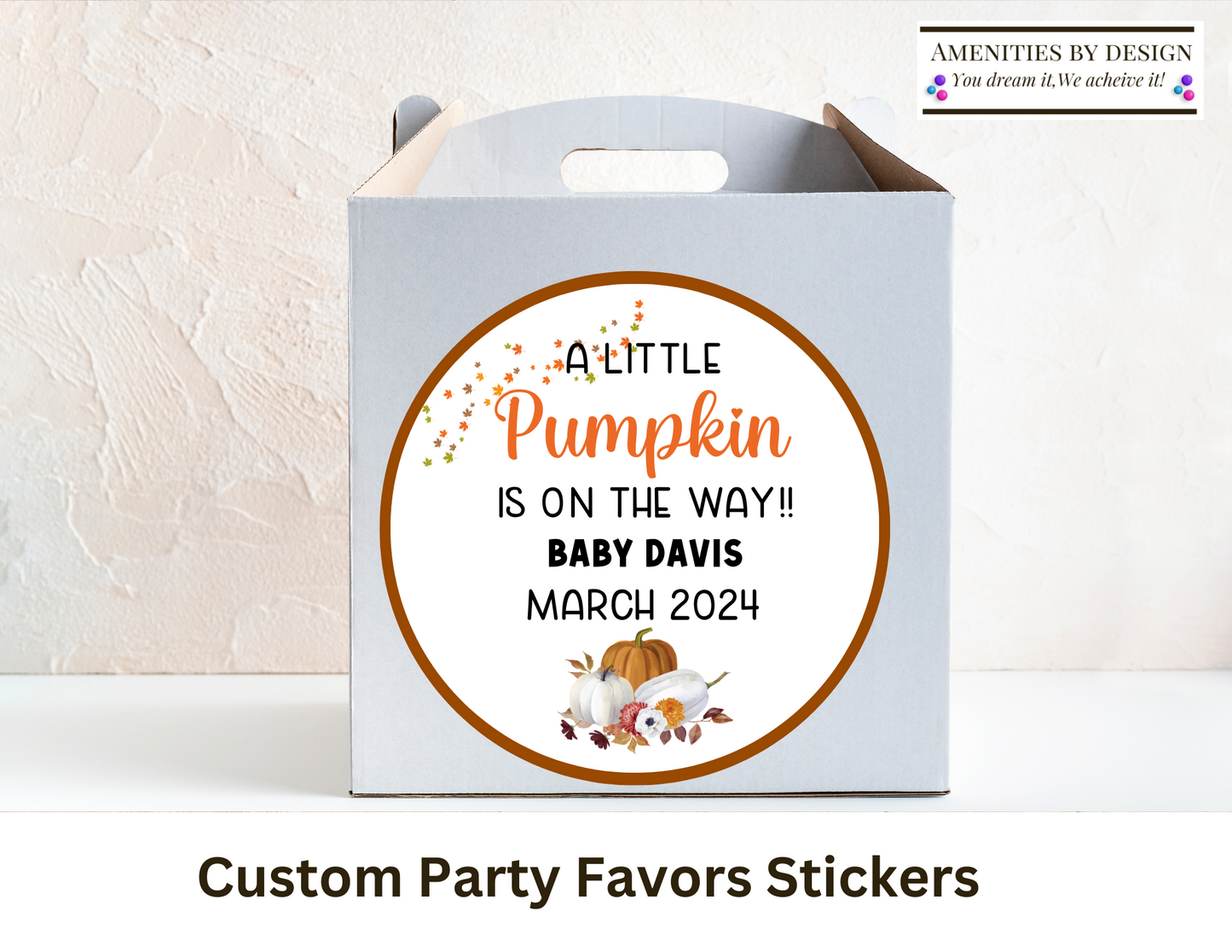 Pumpkin Themed Baby Shower, Baby Shower Favor Stickers