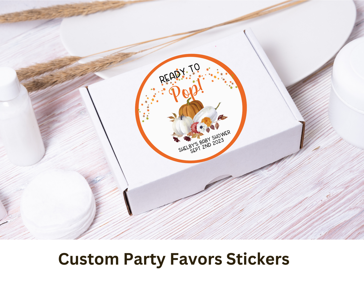 Ready To Pop Fall Themed Baby Shower, Baby Shower, Baby Shower Favor Stickers, Baby Shower Favors
