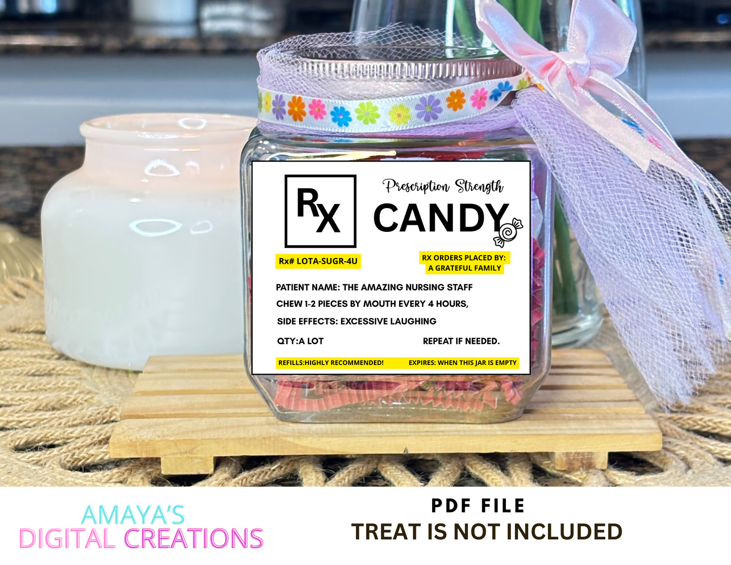 Nurse Appreciation | Candy Jar Labels| Digital Instant Download ,No Physical Item, PDF