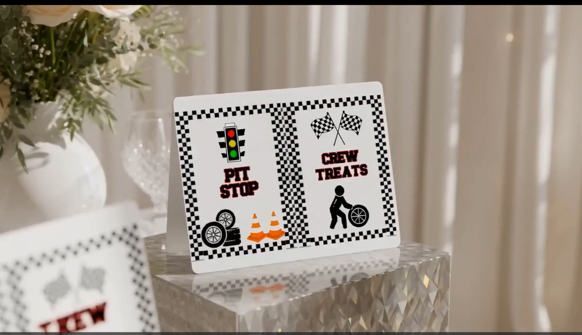 Race Car Party Signs – Editable in Canva | Racing Birthday Decor | Pit Stop Food Label-edit in canva