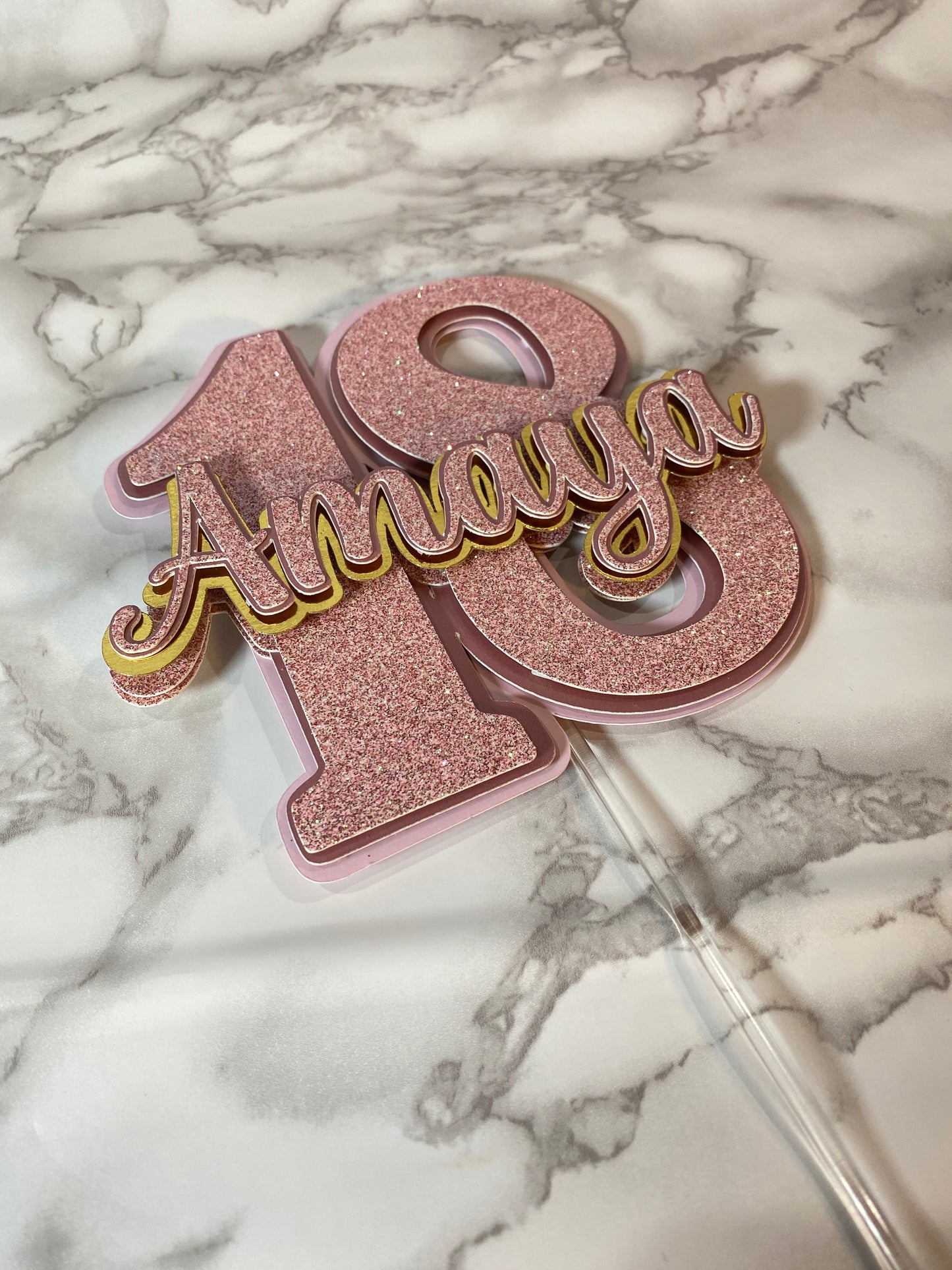 Personalized Age and Name Birthday Cake Topper
